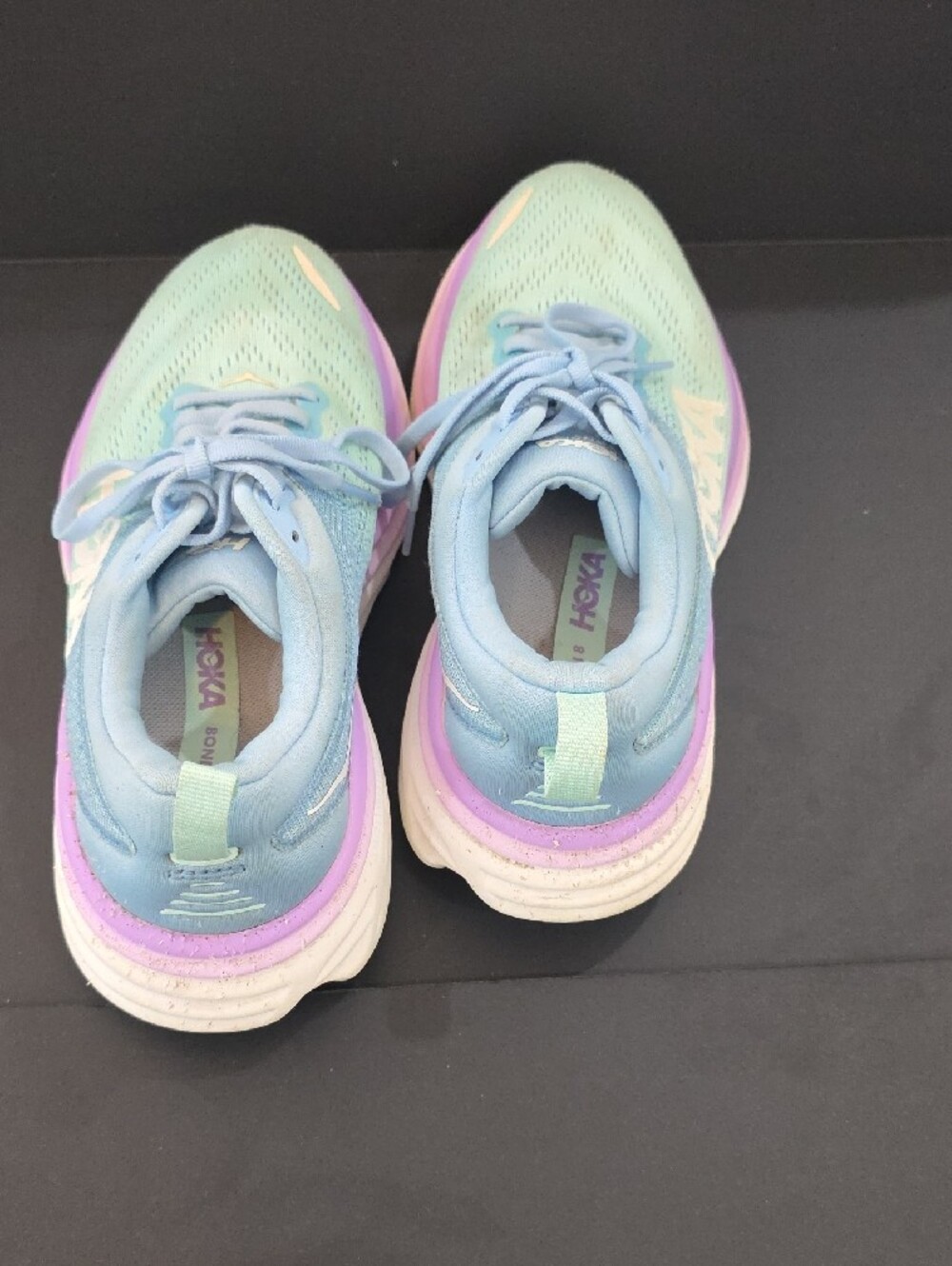 Hoka Bondi 8 Women's Mint, Light Blue & Lavender Sneakers Size 7D Wide - Picture 8 of 11